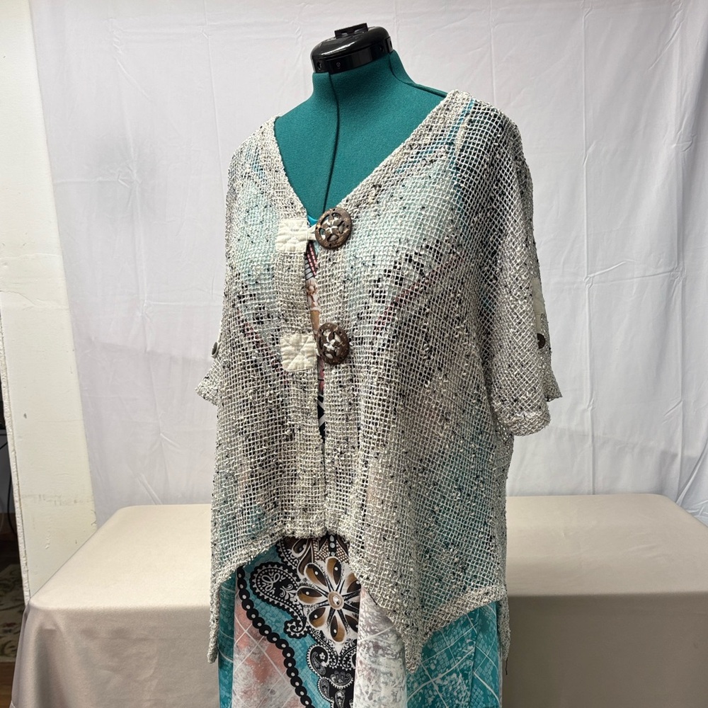 VTG Mirror Image Open Knit Cardigan Womens 2X